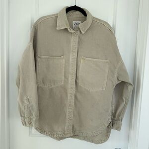 ZARA | Light Tan Oversized Denim Jacket